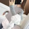 Knitted Sweater Fake Two Pieces Women's Autumn and Winter New Lazy Wind Splicing Sweater Loose Fashion Top