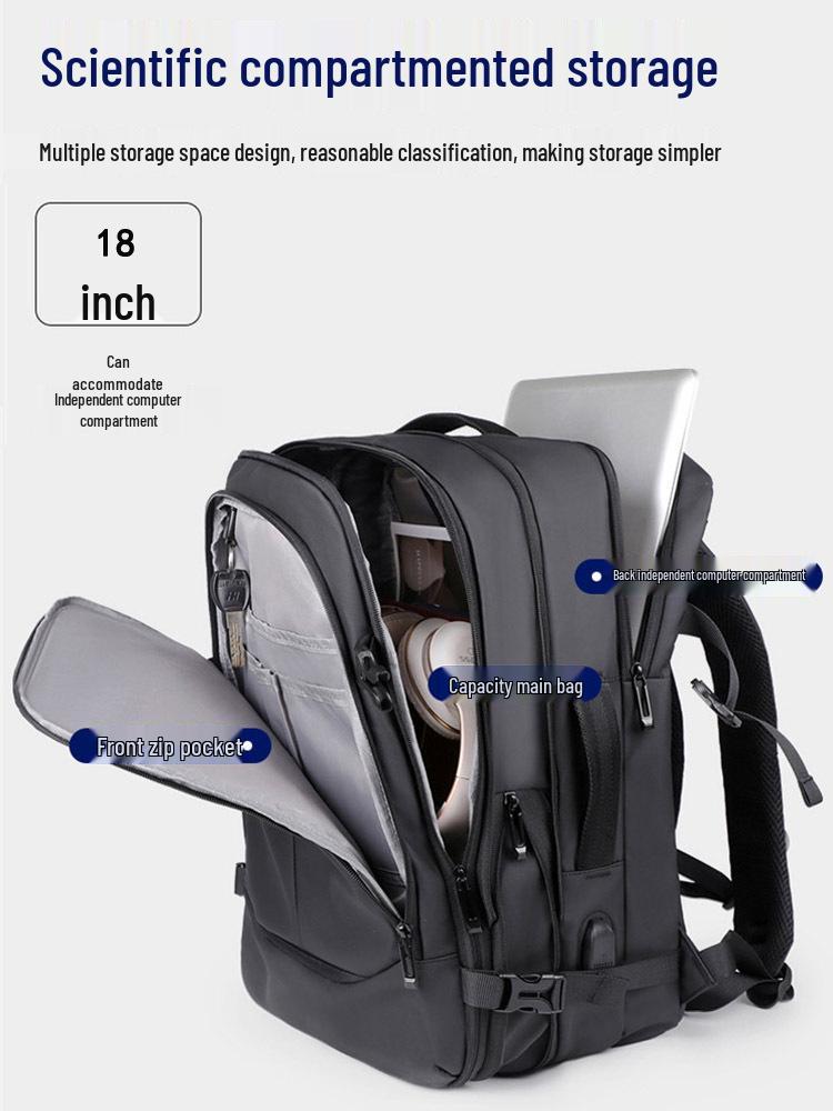 1-Piece Men's Large Capacity Travel Backpack: Business, Commute, Student, Computer, Shoulder Bag