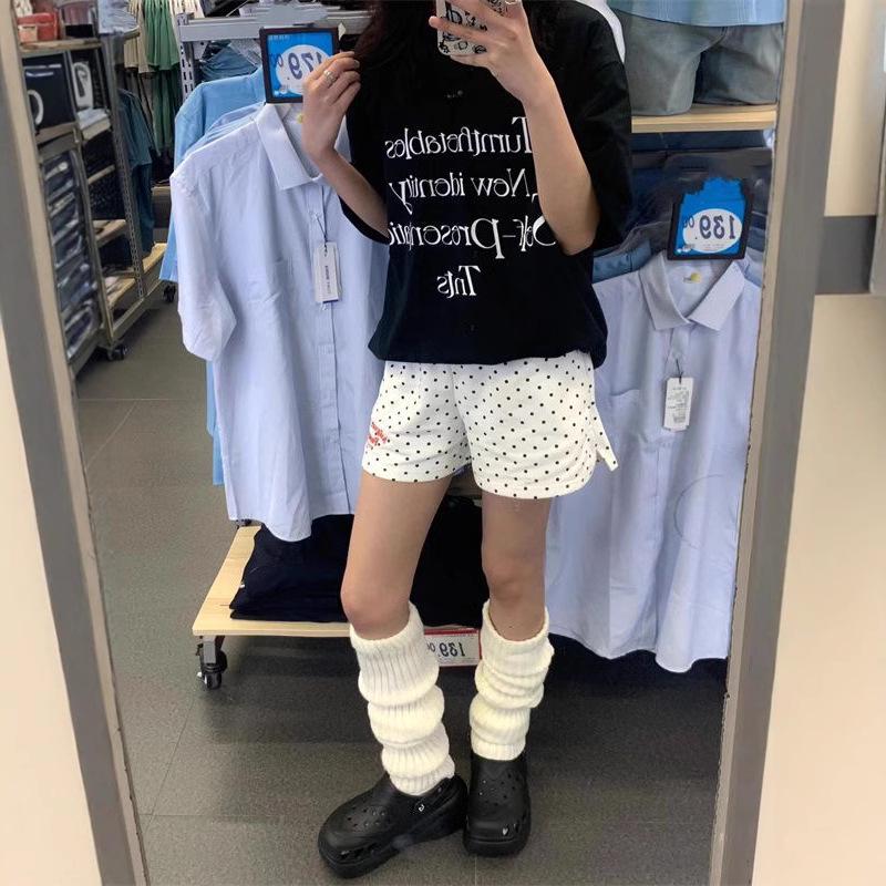 Korean Polka Dot Wide-Leg Print Shorts - Spring/Summer Casual Women's Hot Pants