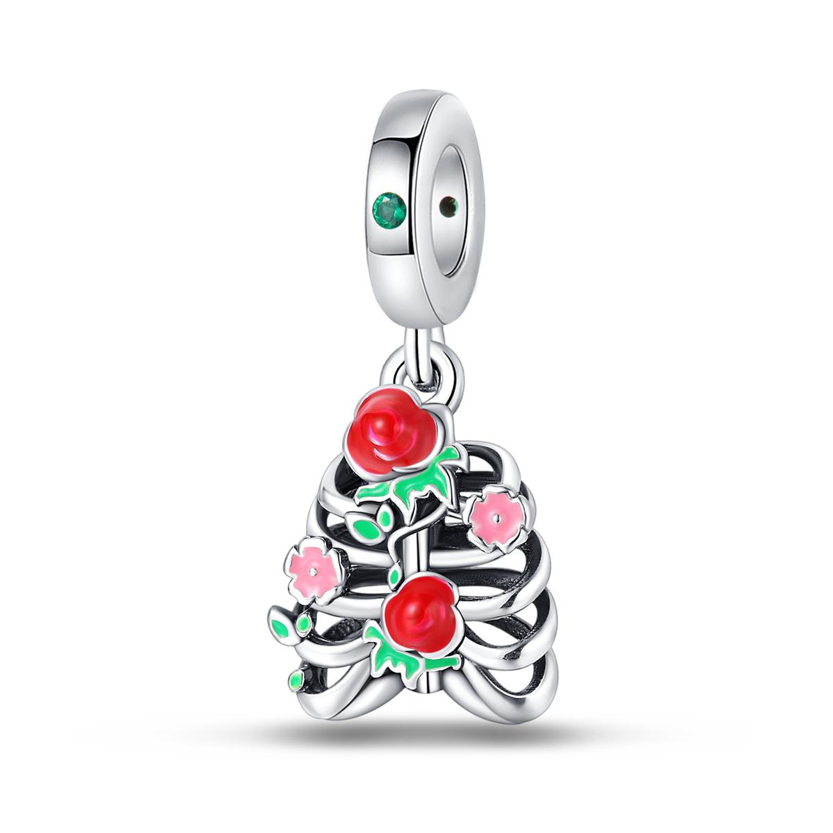 Любовь и Орган Шарм Металл Красная Роза Череп Подвеска Темная Эстетика Подходит Браслет Браслет Ожерелье Сделайте свой собственный Аксессуар Элегантная Мода Красивый