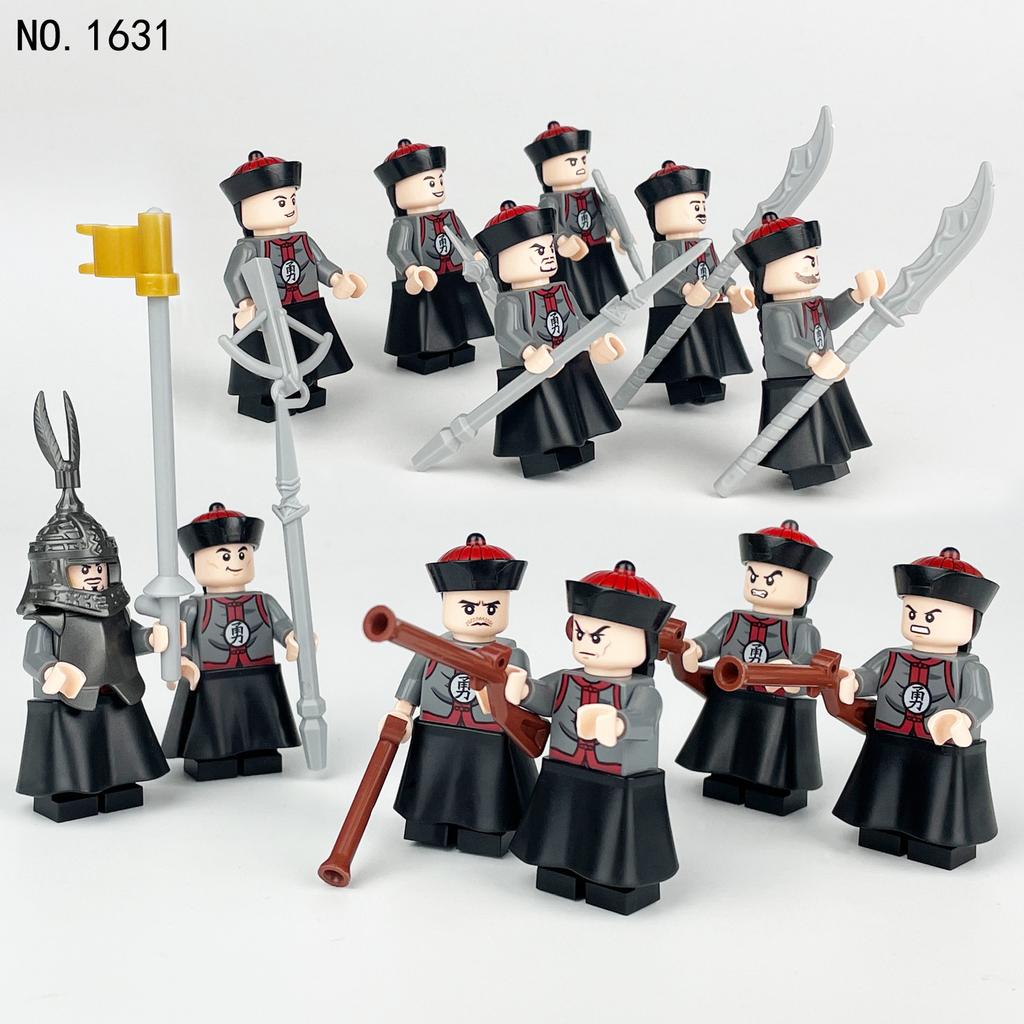 12 1631 Brave Soldiers Qing Dynasty Soldiers Miniature Children Assembled Building Block Toy Weapon Piece