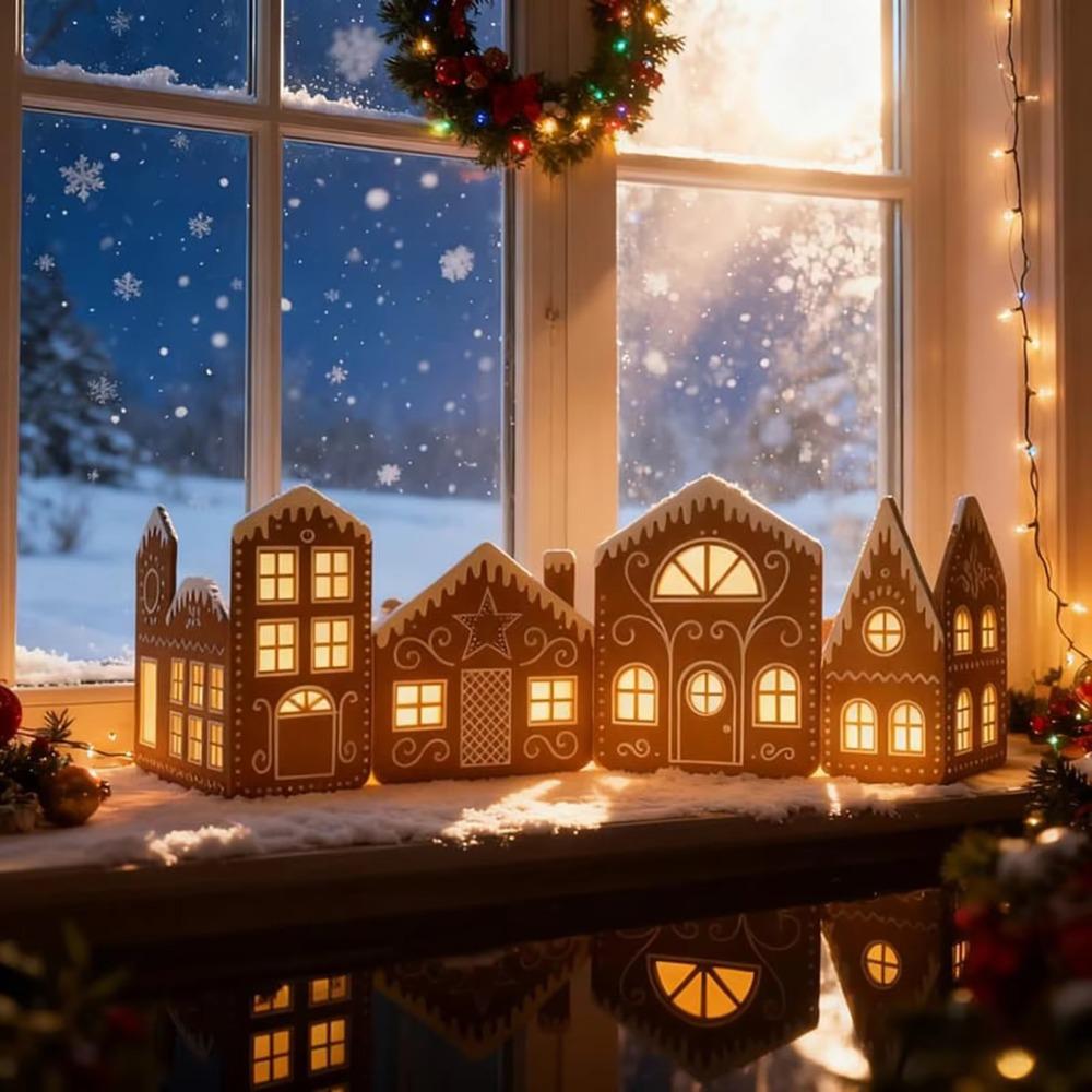 with String Light Christmas Gingerbread House Cardboard DIY Festive Atmosphere Ornament  Tabletop