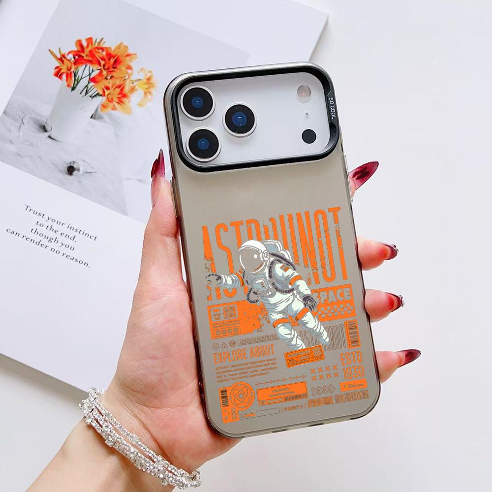 Cool Astronaut Cartoon Phone Case For iPhone 17 16 15 14 13 12 11 Pro Max Air Matte Laser Aurora Shockproof Funda