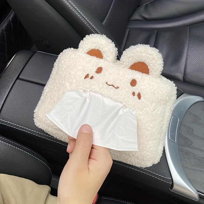 Car Tissue Box Premium Sense Cute Bear Rabbit Creative Hanging Armrest Box Sun Visor Car Inner Draw Paper Box Tissue Bag
