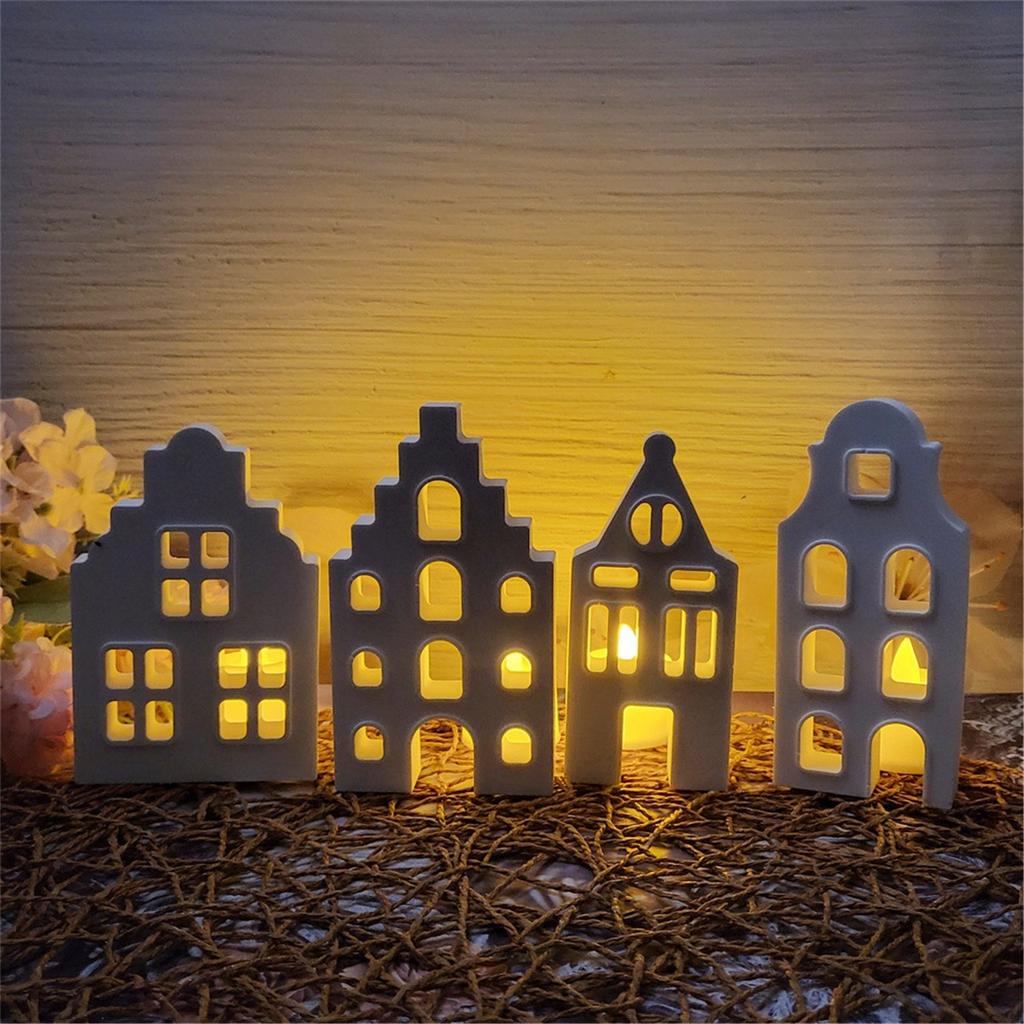 4 Pack House Silicone Molds Resin Crafting Moulds Silicone Art Craft Molds House Ornament Molds for Hand-Making Crafting