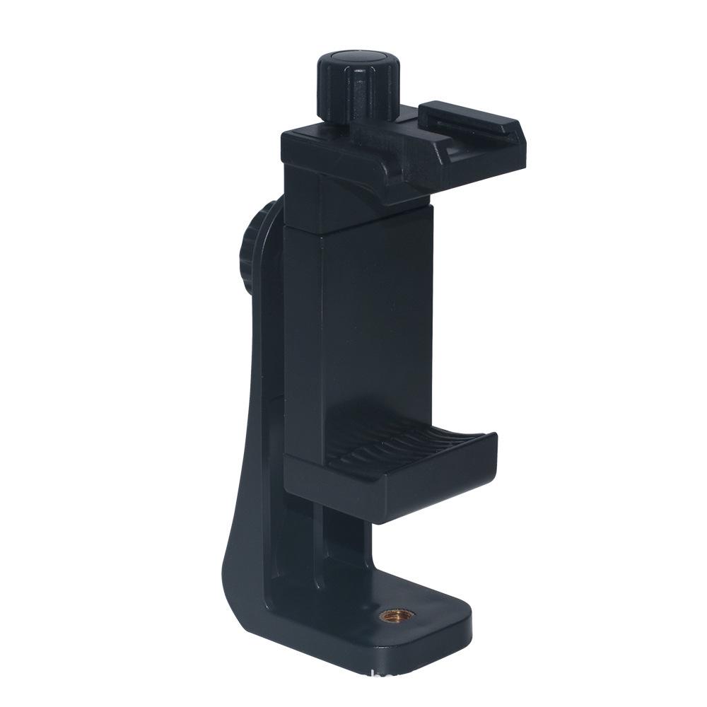 360° Rotatable Phone Holder with Dual Cold Shoe and Folding Clip for Desktop Live Streaming