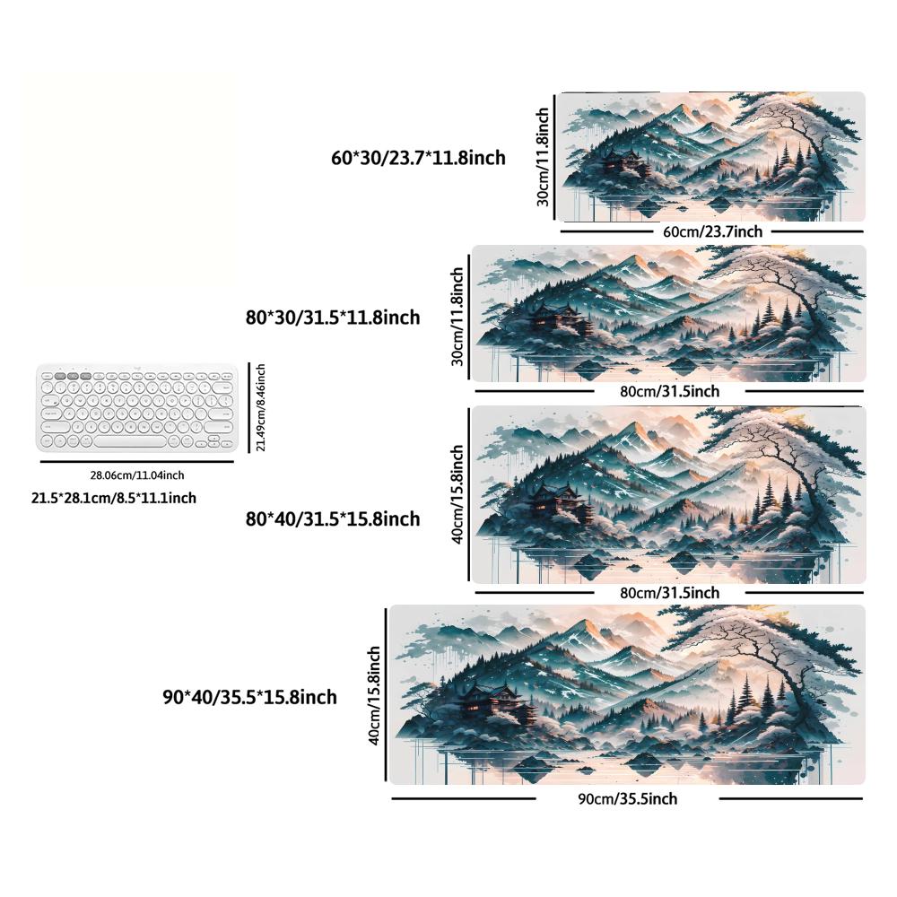 Chinese Landscape Mouse Pad Ink Art Non-slip Mat Large Pc Gamer Keyboard Deskmat Gaming Accessories Computer Mousepad XXL