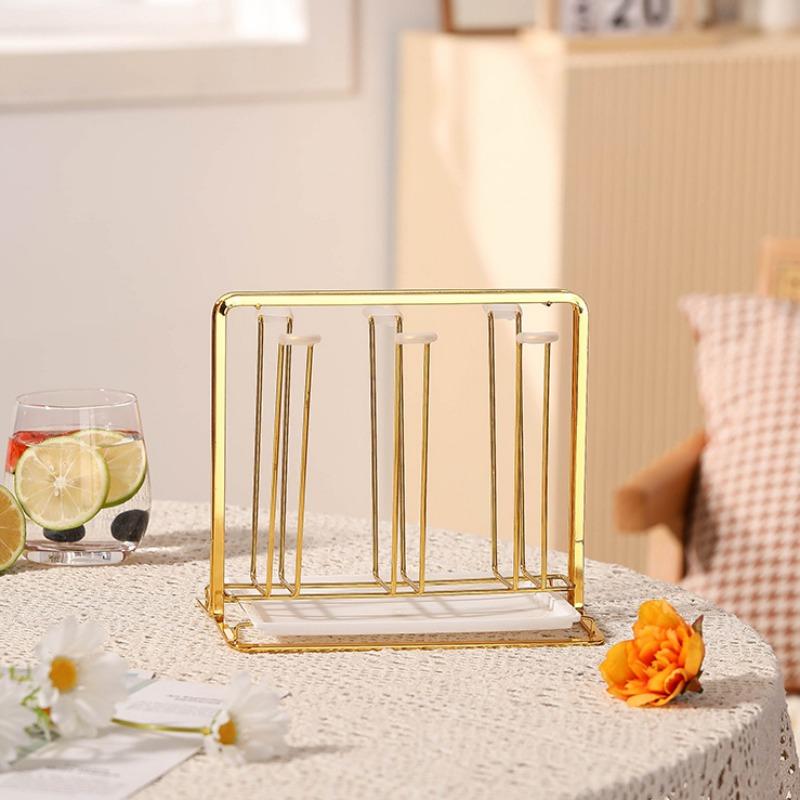 Kitchen Luxury Gold Cup Drying Rack Stand Iron Cup Drainer Holder Tree for Coffee Mug Glasses for Countertop Storage