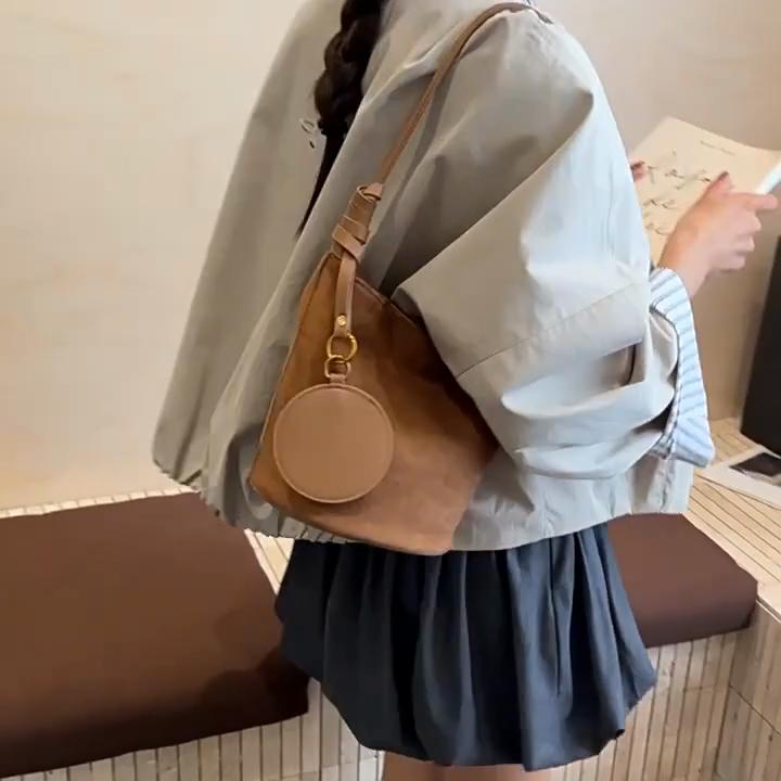 Women's Shoulder Bag Suede Crossbody Messenger, Famous Designer Handbags Classic Elegant Tote For Professional And Casual CLE