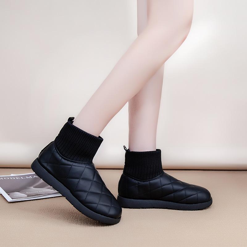 Short snow boots women's 2025 winter new foreign fashion cotton shoes piled thickened waterproof short boots women's shoes