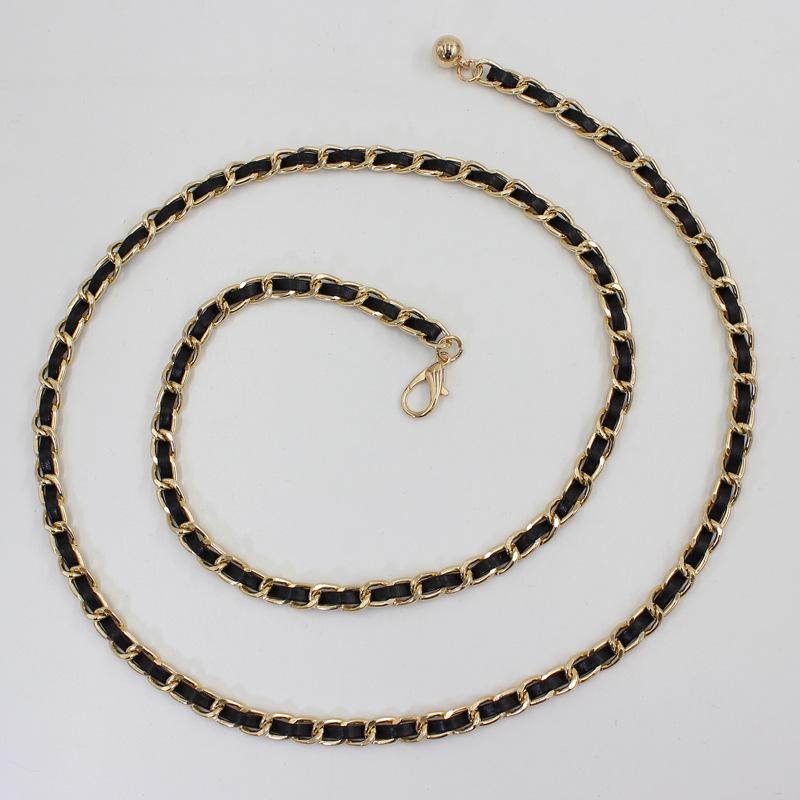 

Сяосянфэн Круглая Подвеска Поясная Цепочка Женское Платье Декоративный Костюм Тонкий Пояс Ремень Ношение ПУ Цепочки чёрный