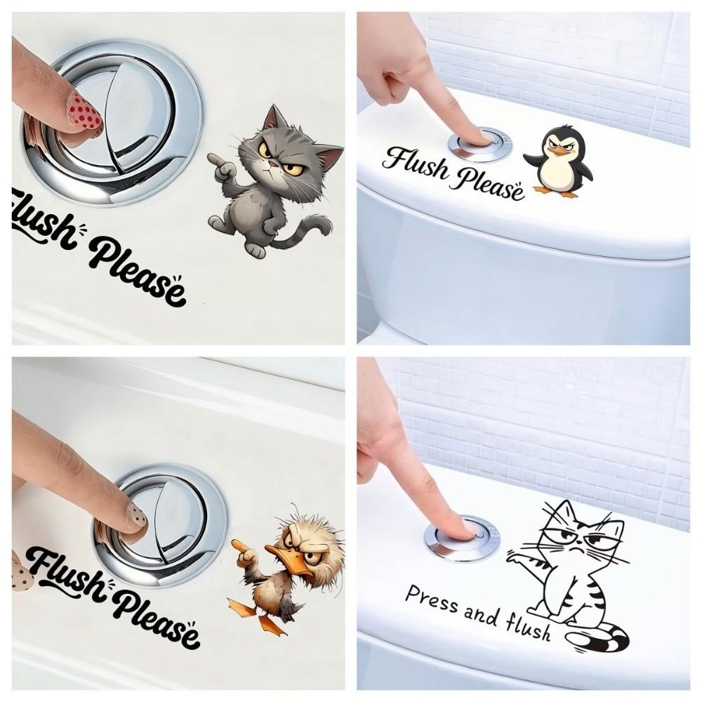 Cartoon Self-adhesive Toilet Sticker PVC Waterproof Wall Sticker Decoration Funny Cartoon Sticke Decorative Stickers