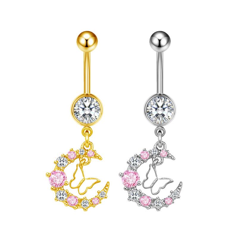 Schicker Schmetterling Herz Bauchnabelpiercing Pink Damen Nabel für Geburtstag und Feier