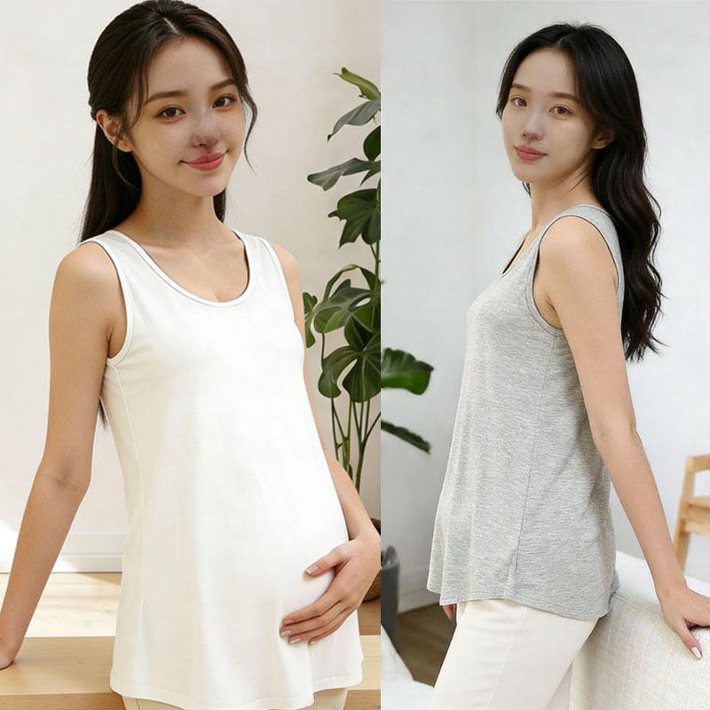 Maternity Celebrity Style Solid Color Camisole: Loose, Multi-Color, Belly-Covering, Non-Revealing Inner Vest for Pregnant Mothers.