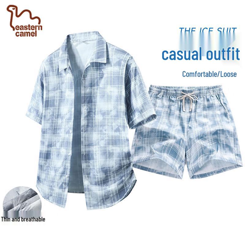 EASTERN CAMEL Men s Ice Silk T-Shirt & Shorts Set L