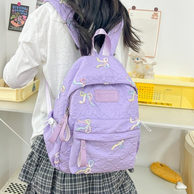 Women's Large Capacity Backpack Bow Commuter Student Schoolbag