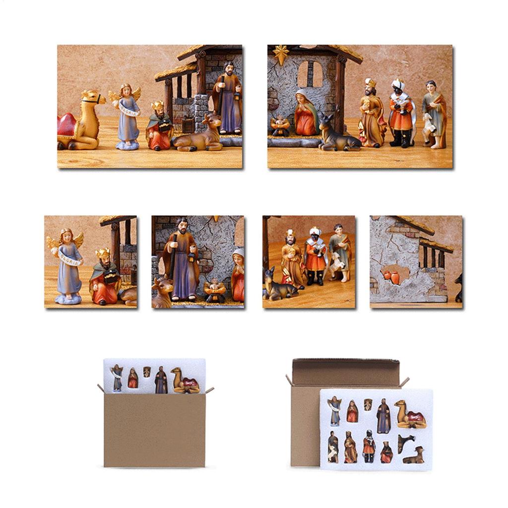 Weihnachts Krippe Krippenszene Krippe Religiöse Dekoration Miniaturfiguren Heimdekoration für Terrasse Büro Schule Wohnzimmer