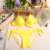 2Pcs/Set Sexy Bikini Set Halter Push-Up Solid Color Bra High Waist Swimming Briefs Set Bowknot Decoration Beachwear