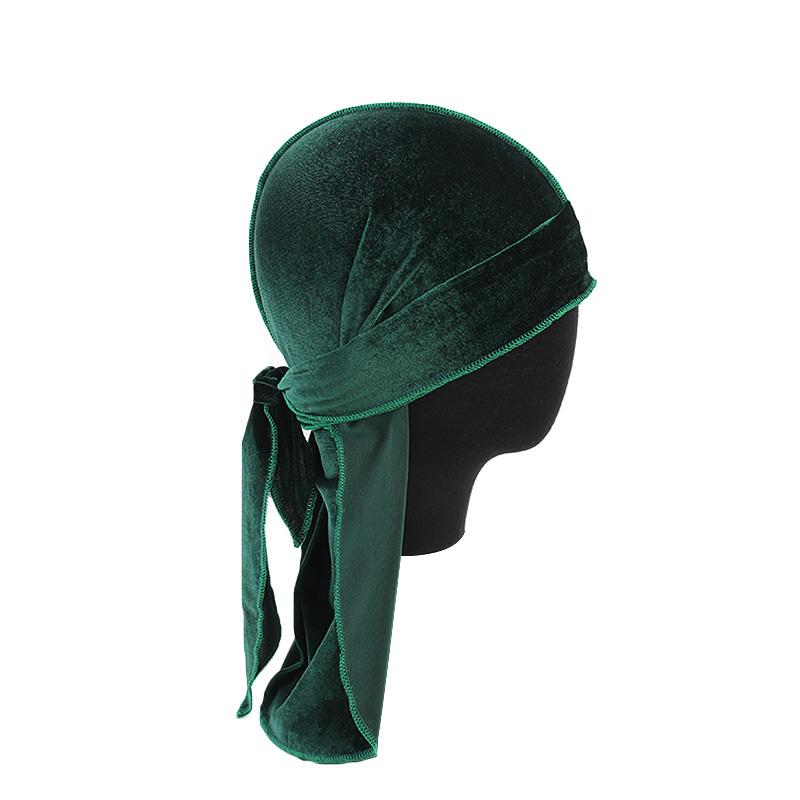 Vintage Velvet Durag Solid Color Lace Up Head Wraps Soft Bandana Elastic Turban Cap Comfortable Cycling Hats For Women & Men