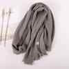 New Design Autumn Winter Women Warm Scarf Simple Solid Plain Linen Cotton Muslim Shawls Kerchief Wrap Head Hair Pashmina Stoles