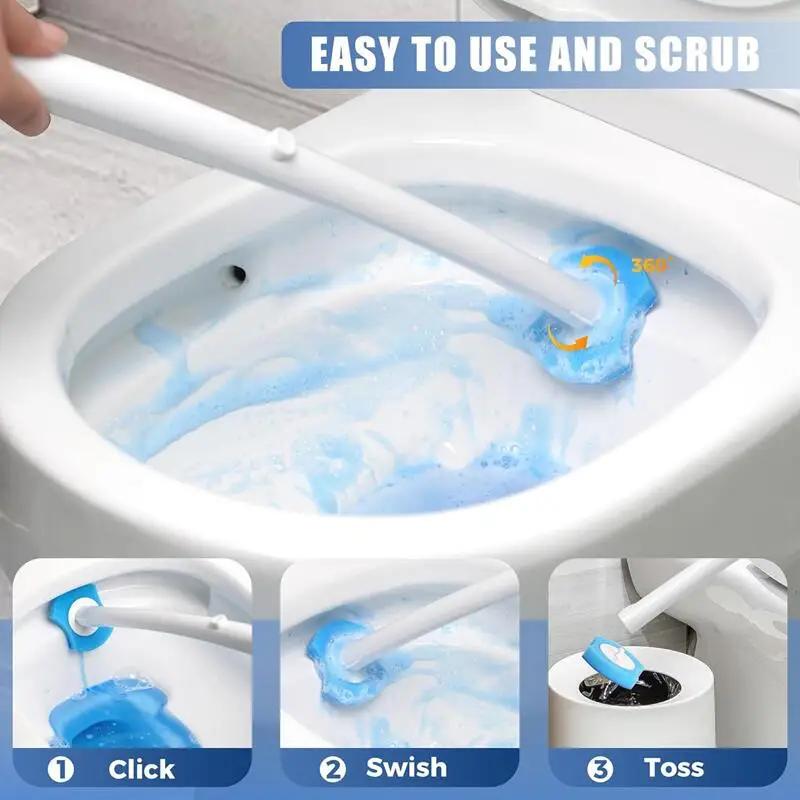 24PCS Disposable Toilet Bowl Refills Upgraded Toilet Bathroom Cleaning Sponges Pads Cleaner Heads Supplies Not Come With Brush