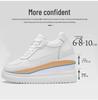 Men's Fashion Casual White Cowhide Sneakers with Invisible Height Boost (6CM and 8CM Options)