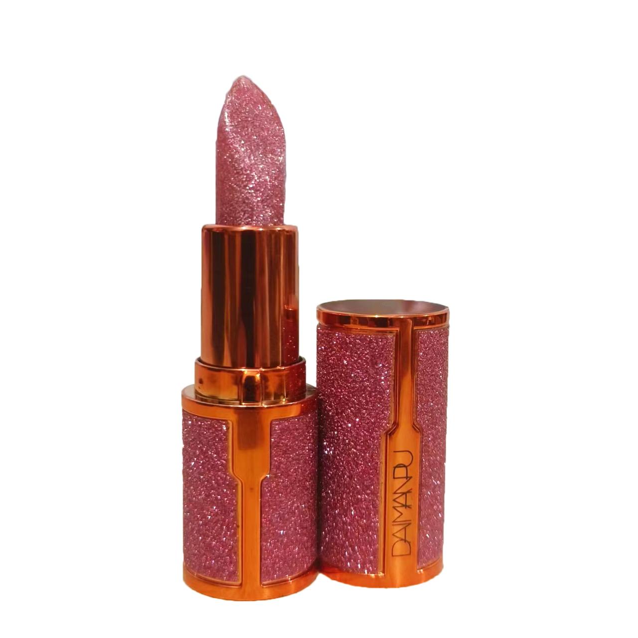 Glitzernder, rosa Lippenstift, Farbwechsel-Lippenstift, weicher, natürlicher Glanz mit samtigem Finish, wasserfester, lang anhaltender Diamant-Lipgloss 2# brown