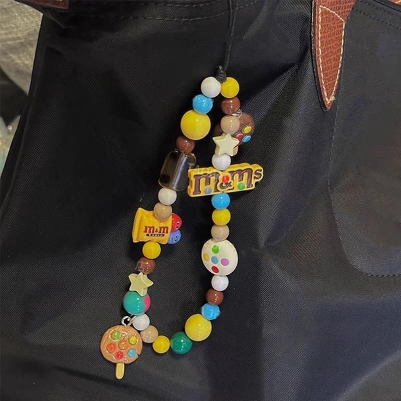 

Забавный кулон для телефона M&M Beans с цветными бусинами, брелок, подвеска, чехол для наушников, веревка для подвешивания, ремешок для камеры, декор для сумки