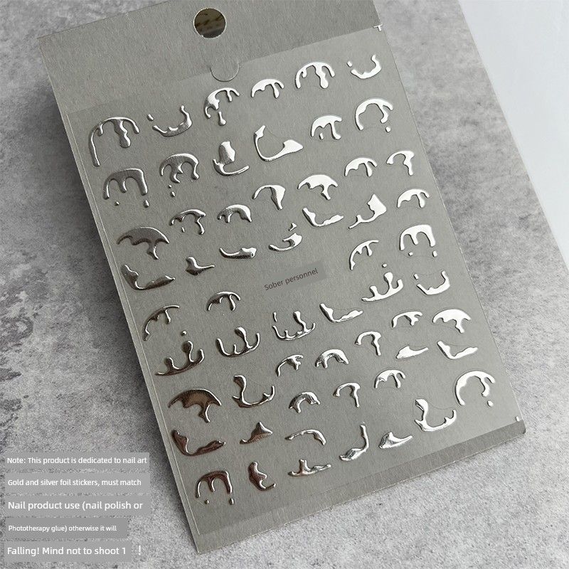 

Liquid Metal Minimalist Nail Stickers for Sober People [Original] liquid silver sticker