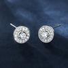 Platinum White Diamond Star Round Small Earrings Girls Jewelry Simple and Small Temperament