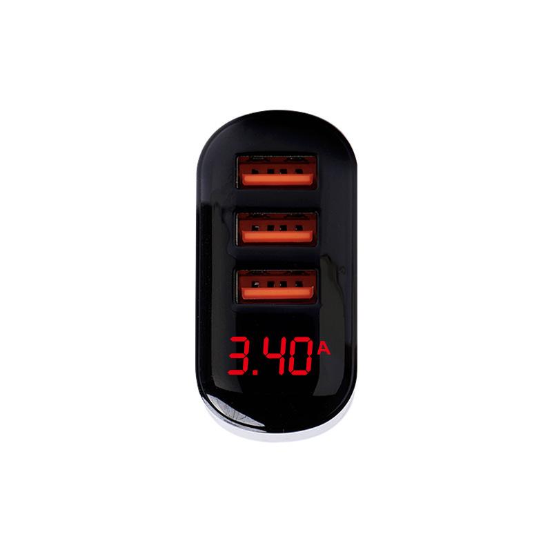 5V2A Fast Charger with Three Ports & Digital Display - Compatible with Apple, PDQC; UK & EU Plugs