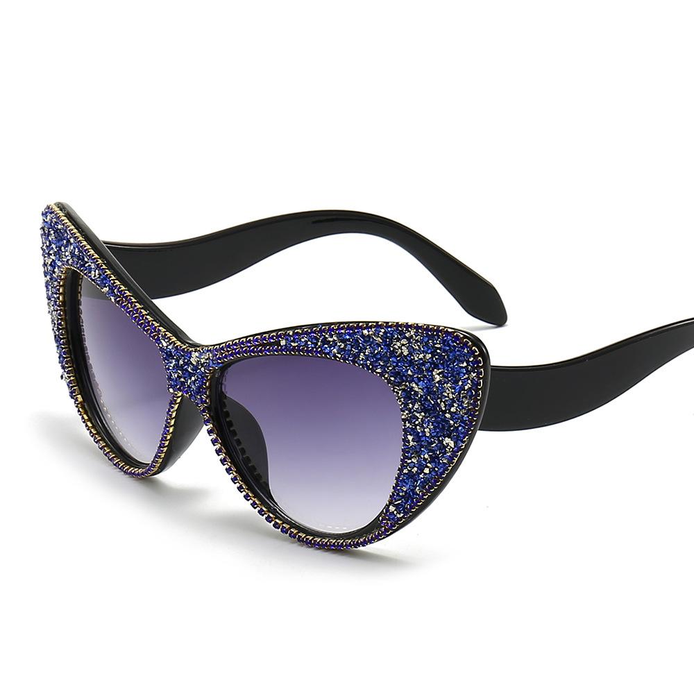 High-Quality Vintage Oversized Cat Eye Diamond Cake Sunglasses Women Female Luxury Designer Punk Sun Glasses Trendy Sexy Ladies Shades