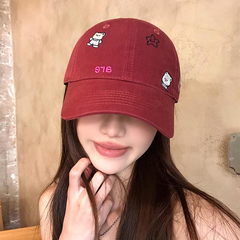 Breathable Baseball Cotton Cap With Bear And Letter Embroidery Design Fall For