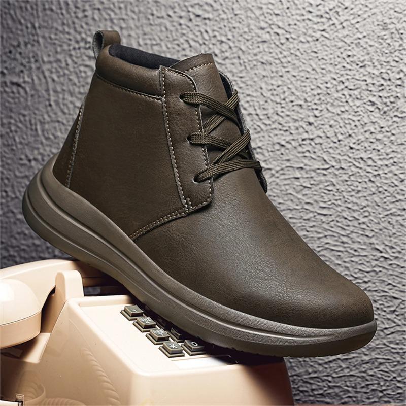 Męskie botki do kostki, wysokiej jakości skórzane botki z bydlęcej skóry, sznurowane oksfordki, modne casualowe buty high-top, klasyczne skórzane buty biznesowe