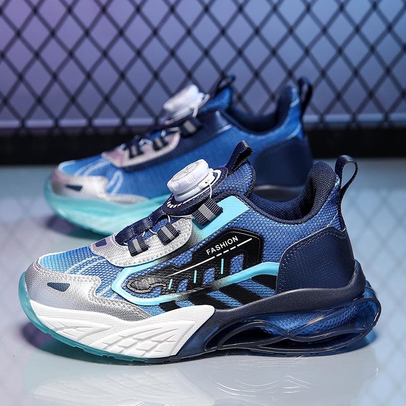Medium and older children's shoes 2025 summer new men's and women's trend knob buckle double mesh breathable non-slip comfortable casual sports shoes
