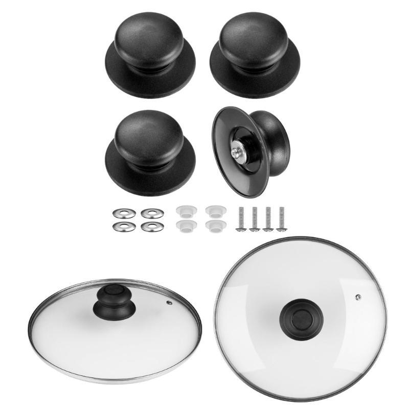 Pack of 4 Elegant Color Pot Cover Knobs Home Accessory Kitchen Supplies with Glass and Pot Lid Handles Daily Use