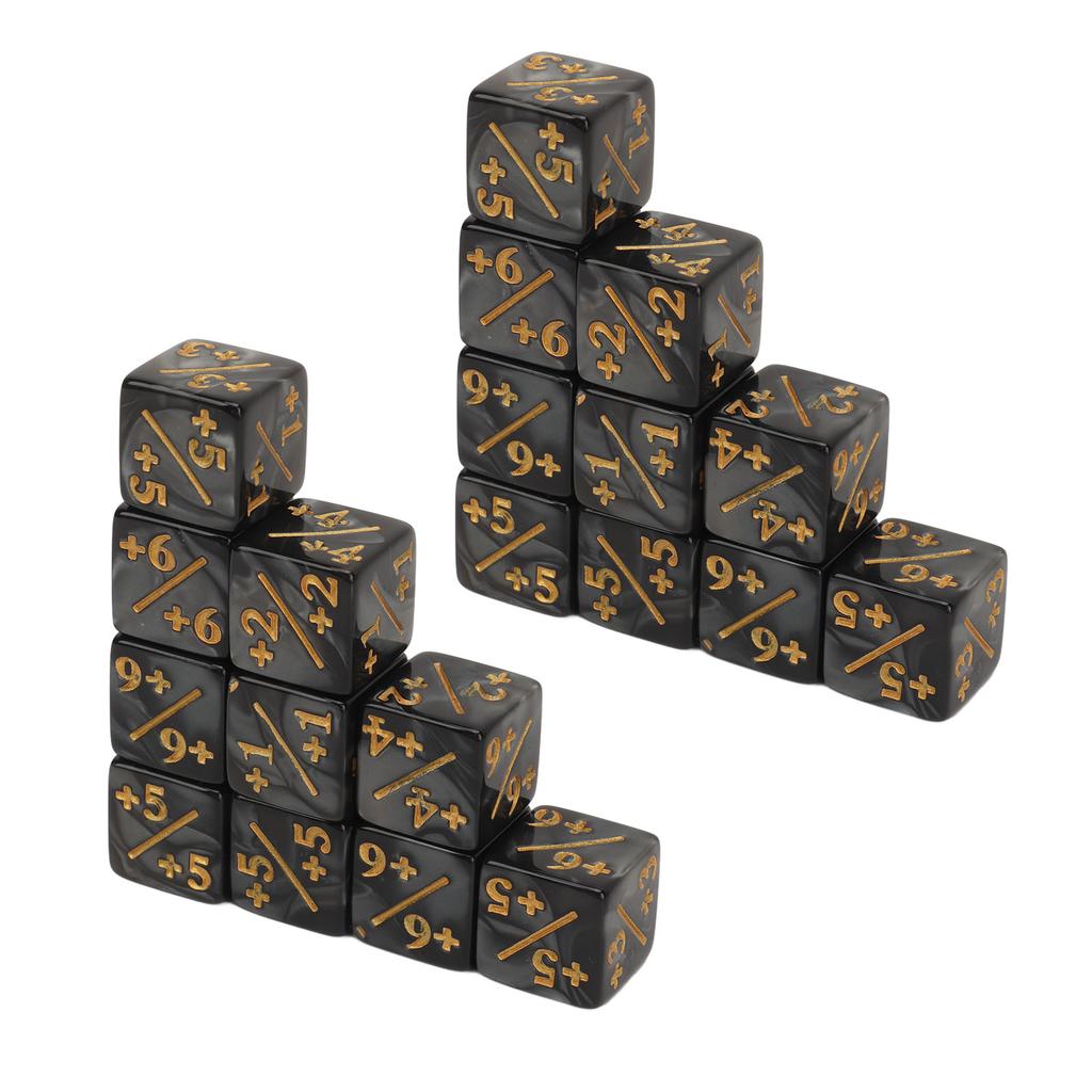 20 PCS 6 Sided Number Dice Set Black Lightweight Impact Resistance 16mm Number Dice for Table Games