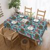 Tiki Mask Hawaiian Style Palm Monstera Tablecloth Rectangular Tropical Plants And Flowers Table Cloth Cover for Dining Room