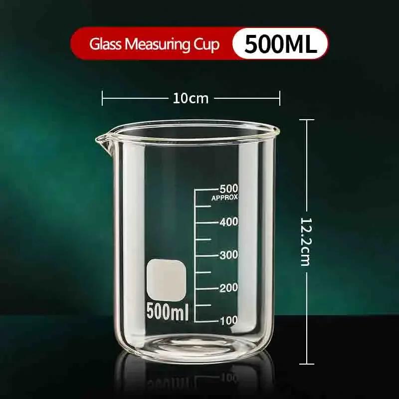 Large Capacity High Borosilicate Glass Measuring Cup Transparent Graduated Cup Heat-Resistant Multifunctional Beaker