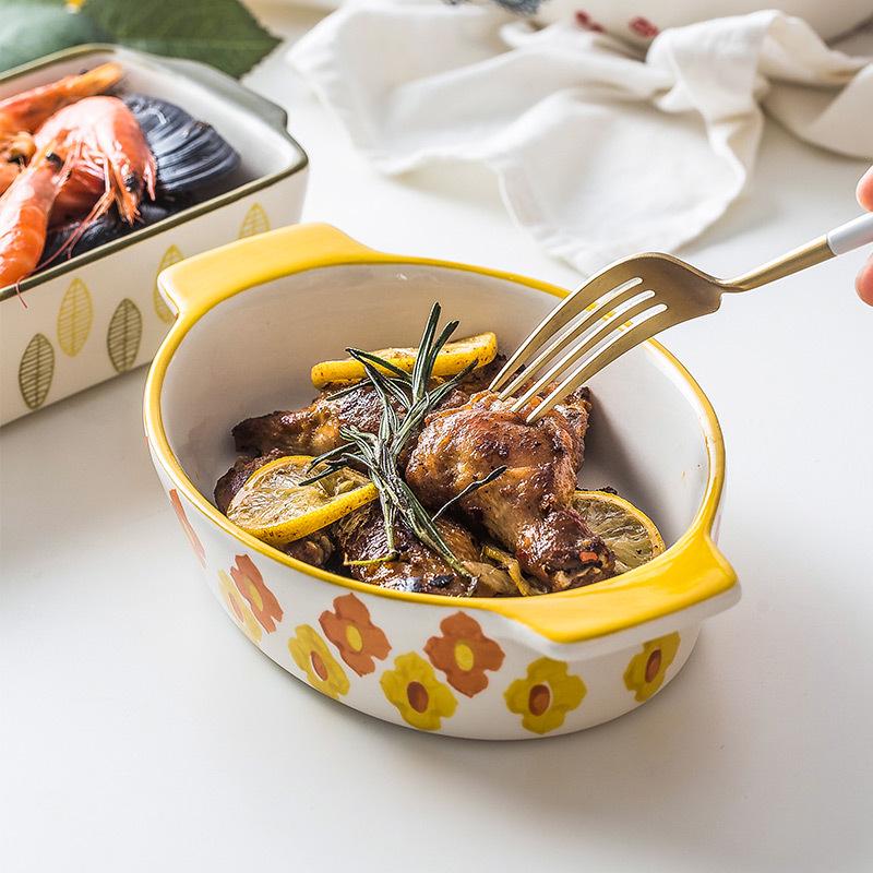 Ceramic Rectangular Baking Tray for Cheese & Rice - Microwave Safe