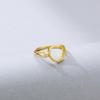 Gold-Plated 925 Sterling Silver Heart Ring, Adjustable Open Setting, 10*10 Exquisite Design
