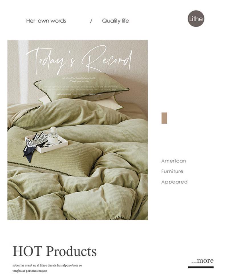 Nordic Light Luxury Coral Fleece Winter Bedding Set - Milk Velvet Waffle, Double-Sided Duvet Cover and Bed Sheet