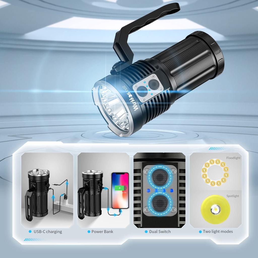 Wurkkos TS32 Rechargeable IP68 12 X 519A and 1 X SFT 40 Emergency Flashlight with Discharge 2 for Camping and Hiking Flashlight, 13,000 Lumens,