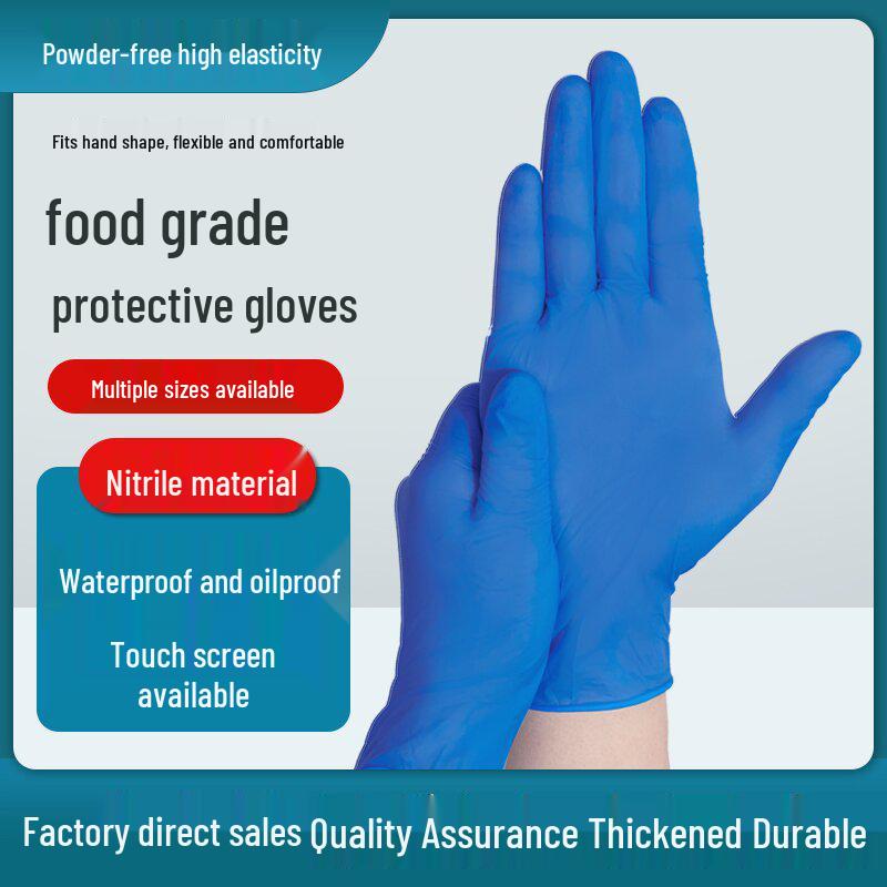 Durable Thickened Disposable Nitrile Gloves for Food Grade, Kitchen, Baking, Hygiene, Industrial, and Labor Protection