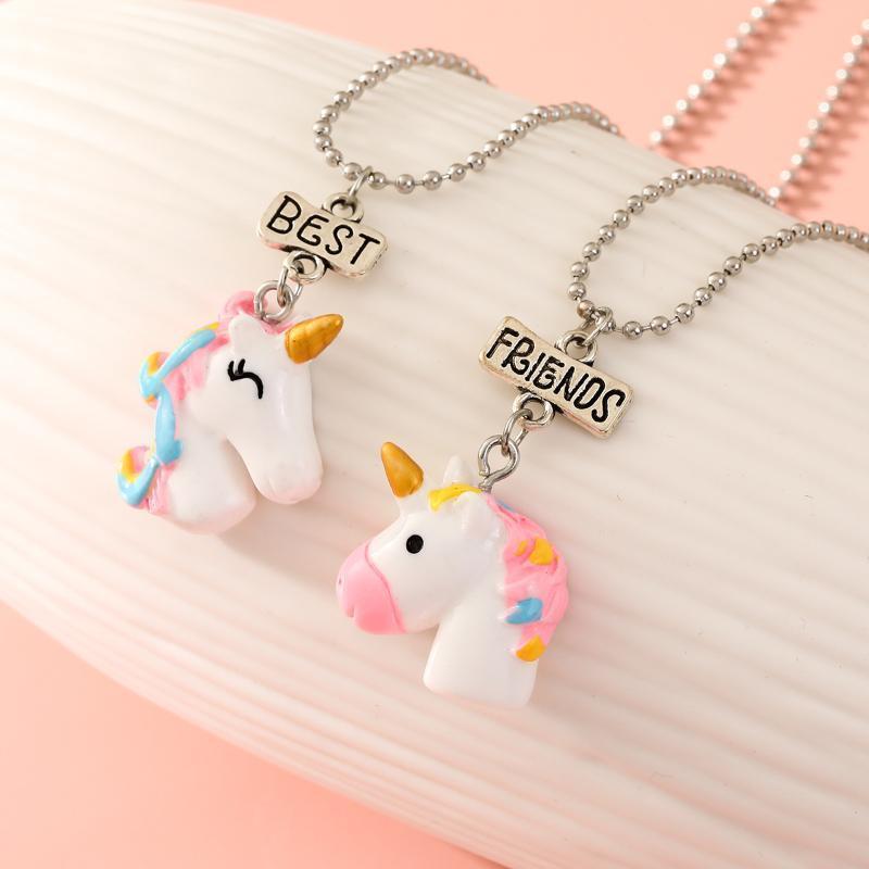 European And American Popular Children's Jewelry Necklace Resin Color Three-dimensional Unicorns Necklace Pendant