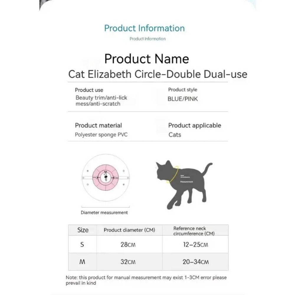 Adjustable Cat Elizabeth Circle Double-layer PVC Kitten Neck Cone Soft Pet Cone Collar  Recovery