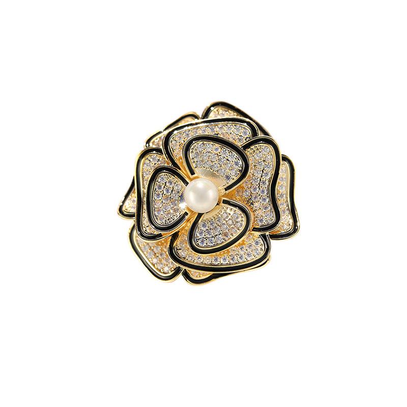 Sweet Camellia Pearl Brooch - Elegant Retro Goddess Accessory Holder