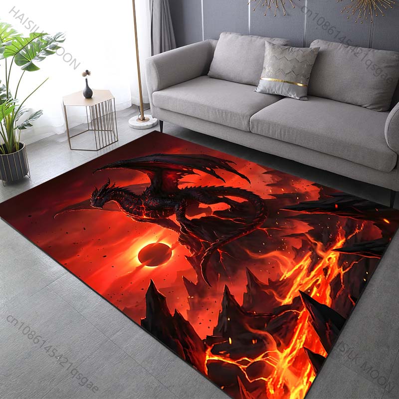 Multiple sizes Fiery dragon and lava Carpet for Living Room Bedroom Sofa Home Decor Rug Non-slip Floor Mat Luxury Gift