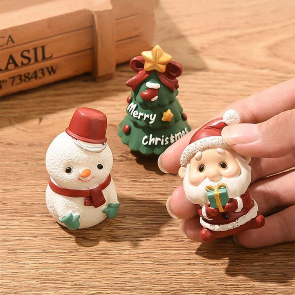 Santa Claus Snowman Christmas Anmail Miniature Figurine Car Accessories