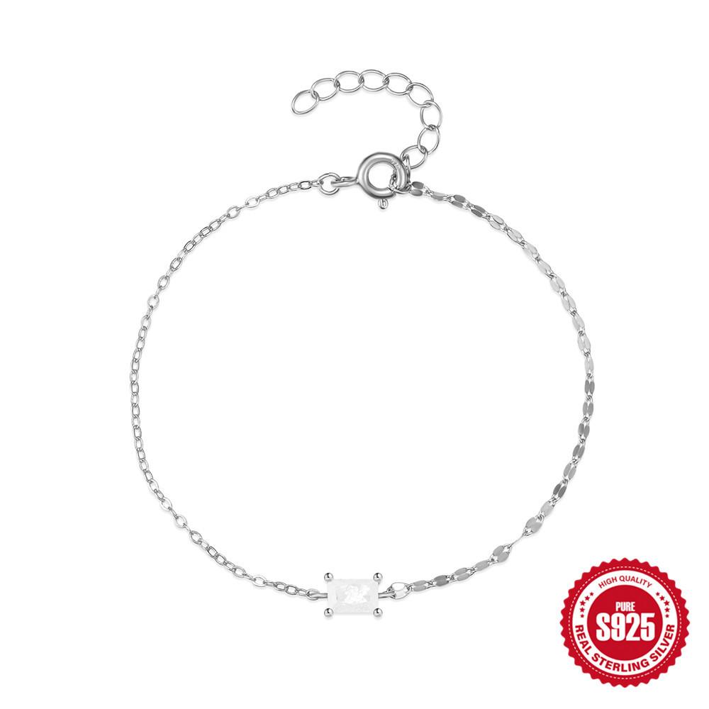 

Стильный и простой браслет из стерлингового серебра 925 пробы в нишевом дизайне, инкрустированный бриллиантами с четырьмя крапанами, женский 925 Silver платиновый